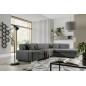 Canapé d'angle convertible en tissu luxe 5 places, coffre, gris clair, angle droit (vu de face), PORTOFINO Canapé d'angle convertible en tissu luxe 5 places, coffre, gris clair, angle droit (vu de face), PORTOFINO