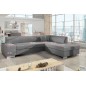 Canapé d'angle convertible en tissu luxe 5 places, coffre, gris clair, angle droit (vu de face), PORTOFINO Canapé d'angle convertible en tissu luxe 5 places, coffre, gris clair, angle droit (vu de face), PORTOFINO