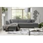 Canapé d'angle convertible en tissu luxe 5 places, coffre - gris clair, angle gauche (vu de face), PORTOFINO
