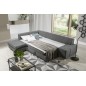 Canapé d'angle convertible en tissu luxe 5 places, coffre - gris clair, angle gauche (vu de face), PORTOFINO