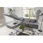 Canapé d'angle convertible en tissu luxe 5 places, coffre - gris clair, angle gauche (vu de face), PORTOFINO