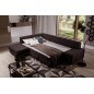 Canapé d'angle convertible en tissu luxe 5 places, coffre - marron foncé, angle gauche (vu de face), PORTOFINO Canapé d'angle convertible en tissu luxe 5 places, coffre - marron foncé, angle gauche (vu de face), PORTOFINO