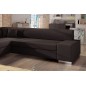 Canapé d'angle convertible en tissu luxe 5 places, coffre - marron foncé, angle gauche (vu de face), PORTOFINO Canapé d'angle convertible en tissu luxe 5 places, coffre - marron foncé, angle gauche (vu de face), PORTOFINO
