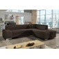 Canapé d'angle convertible en tissu luxe 5 places, coffre, marron foncé, angle droit (vu de face), PORTOFINO Canapé d'angle convertible en tissu luxe 5 places, coffre, marron foncé, angle droit (vu de face), PORTOFINO