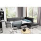 Canapé d'angle convertible en tissu luxe 5 places, avec coffre - gris foncé et gris clair, angle droit (vu de face), VERTU VELOU Canapé d'angle convertible en tissu luxe 5 places, avec coffre - gris foncé et gris clair, angle droit (vu de face), VERTU VELOU