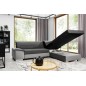 Canapé d'angle convertible en tissu luxe 5 places, avec coffre - gris foncé et gris clair, angle droit (vu de face), VERTU VELOU Canapé d'angle convertible en tissu luxe 5 places, avec coffre - gris foncé et gris clair, angle droit (vu de face), VERTU VELOU