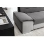 Canapé d'angle convertible en tissu luxe 5 places, avec coffre - gris foncé et gris clair, angle droit (vu de face), VERTU VELOU Canapé d'angle convertible en tissu luxe 5 places, avec coffre - gris foncé et gris clair, angle droit (vu de face), VERTU VELOU
