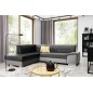 - Canapé d'angle convertible en tissu luxe 5 places, avec coffre, gris foncé et gris clair, angle gauche (vu de face), VERTU VEL - Canapé d'angle convertible en tissu luxe 5 places, avec coffre, gris foncé et gris clair, angle gauche (vu de face), VERTU VEL
