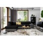 Canapé d'angle convertible en tissu luxe 5 places, avec coffre, noir et gris clair, angle gauche (vu de face), VERTU VELOURS Canapé d'angle convertible en tissu luxe 5 places, avec coffre, noir et gris clair, angle gauche (vu de face), VERTU VELOURS
