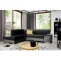 Canapé d'angle convertible en tissu luxe 5 places, avec coffre, noir et gris clair, angle gauche (vu de face), VERTU VELOURS Canapé d'angle convertible en tissu luxe 5 places, avec coffre, noir et gris clair, angle gauche (vu de face), VERTU VELOURS