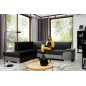 Canapé d'angle convertible en tissu luxe 5 places, avec coffre, noir et gris clair, angle gauche (vu de face), VERTU VELOURS Canapé d'angle convertible en tissu luxe 5 places, avec coffre, noir et gris clair, angle gauche (vu de face), VERTU VELOURS
