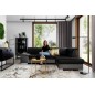 Canapé d'angle convertible en tissu luxe 5 places, avec coffre - noir et gris clair, angle droit (vu de face), VERTU VELOURS Canapé d'angle convertible en tissu luxe 5 places, avec coffre - noir et gris clair, angle droit (vu de face), VERTU VELOURS