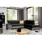 Canapé d'angle convertible en tissu luxe 5 places, avec coffre - noir et gris clair, angle droit (vu de face), VERTU VELOURS Canapé d'angle convertible en tissu luxe 5 places, avec coffre - noir et gris clair, angle droit (vu de face), VERTU VELOURS