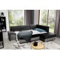 Canapé d'angle convertible en tissu luxe 5 places, avec coffre - noir et gris clair, angle droit (vu de face), VERTU VELOURS Canapé d'angle convertible en tissu luxe 5 places, avec coffre - noir et gris clair, angle droit (vu de face), VERTU VELOURS