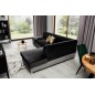 Canapé d'angle convertible en tissu luxe 5 places, avec coffre - noir et gris clair, angle droit (vu de face), VERTU VELOURS Canapé d'angle convertible en tissu luxe 5 places, avec coffre - noir et gris clair, angle droit (vu de face), VERTU VELOURS