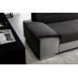 Canapé d'angle convertible en tissu luxe 5 places, avec coffre - noir et gris clair, angle droit (vu de face), VERTU VELOURS Canapé d'angle convertible en tissu luxe 5 places, avec coffre - noir et gris clair, angle droit (vu de face), VERTU VELOURS