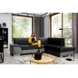 Canapé d'angle convertible en tissu luxe 5 places, avec coffre - noir et gris clair, angle droit (vu de face), VERTU VELOURS Canapé d'angle convertible en tissu luxe 5 places, avec coffre - noir et gris clair, angle droit (vu de face), VERTU VELOURS