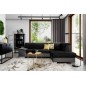 Canapé d'angle convertible en tissu luxe 5 places, avec coffre - noir et gris clair, angle droit (vu de face), VERTU VELOURS Canapé d'angle convertible en tissu luxe 5 places, avec coffre - noir et gris clair, angle droit (vu de face), VERTU VELOURS