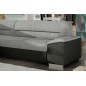 - Canapé d'angle convertible en tissu luxe gris et simili cuir noir, 5 places, avec coffre, angle gauche (vu de face) - VERTU MI - Canapé d'angle convertible en tissu luxe gris et simili cuir noir, 5 places, avec coffre, angle gauche (vu de face) - VERTU MI