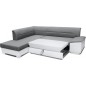 - Canapé d'angle convertible en tissu luxe gris et simili cuir noir, 5 places, avec coffre, angle gauche (vu de face) - VERTU MI - Canapé d'angle convertible en tissu luxe gris et simili cuir noir, 5 places, avec coffre, angle gauche (vu de face) - VERTU MI