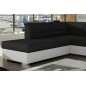 Canapé d'angle convertible en tissu luxe noir et simili cuir blanc cassé, 5 places, avec coffre, angle gauche (vu de face), VERT Canapé d'angle convertible en tissu luxe noir et simili cuir blanc cassé, 5 places, avec coffre, angle gauche (vu de face), VERT