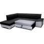 Canapé d'angle convertible en tissu luxe noir et simili cuir blanc cassé, 5 places, avec coffre, angle gauche (vu de face), VERT Canapé d'angle convertible en tissu luxe noir et simili cuir blanc cassé, 5 places, avec coffre, angle gauche (vu de face), VERT