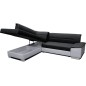 Canapé d'angle convertible en tissu luxe noir et simili cuir blanc cassé, 5 places, avec coffre, angle gauche (vu de face), VERT Canapé d'angle convertible en tissu luxe noir et simili cuir blanc cassé, 5 places, avec coffre, angle gauche (vu de face), VERT