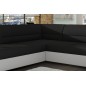 Canapé d'angle convertible en tissu luxe noir et simili cuir blanc cassé, 5 places, avec coffre, angle gauche (vu de face), VERT Canapé d'angle convertible en tissu luxe noir et simili cuir blanc cassé, 5 places, avec coffre, angle gauche (vu de face), VERT