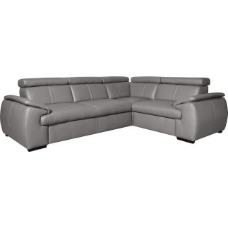 1er paiement de la commande: Canapé d'angle en 100% cuir de luxe italien , 5 places cintia, couleur gris clair, angle droit , 6x