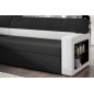 - Canapé d'angle convertible en tissu luxe noir et simili cuir blanc cassé, 5 places, avec coffre, angle gauche (vu de face) - R - Canapé d'angle convertible en tissu luxe noir et simili cuir blanc cassé, 5 places, avec coffre, angle gauche (vu de face) - R
