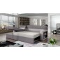 - Canapé d'angle convertible en tissu luxe noir et simili cuir blanc cassé, 5 places, avec coffre, angle gauche (vu de face) - R - Canapé d'angle convertible en tissu luxe noir et simili cuir blanc cassé, 5 places, avec coffre, angle gauche (vu de face) - R