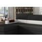 - Canapé d'angle convertible en tissu luxe noir et simili cuir blanc cassé, 5 places, avec coffre, angle gauche (vu de face) - R - Canapé d'angle convertible en tissu luxe noir et simili cuir blanc cassé, 5 places, avec coffre, angle gauche (vu de face) - R