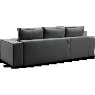 Canapé d'angle convertible - SIDNEY VELOURS - en tissu Luxe - 5/6 places, couleur anthracite, angle gauche (vu de face)