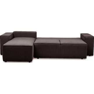 Canapé d'angle convertible - SIDNEY VELOURS - en tissu Luxe - 5/6 places, chocolat, angle gauche (vu de face)