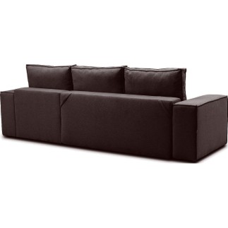 Canapé d'angle convertible - SIDNEY VELOURS - en tissu Luxe - 5/6 places, chocolat, angle gauche (vu de face)