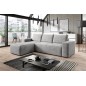 - Canapé d'angle convertible - SIDNEY VELOURS - en tissu Luxe - 5/6 places, gris clair, angle gauche (vu de face) - Canapé d'angle convertible - SIDNEY VELOURS - en tissu Luxe - 5/6 places, gris clair, angle gauche (vu de face)