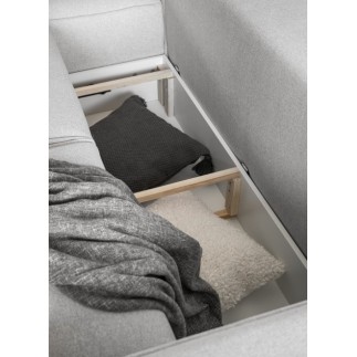 - Canapé d'angle convertible - SIDNEY VELOURS - en tissu Luxe - 5/6 places, gris clair, angle gauche (vu de face)