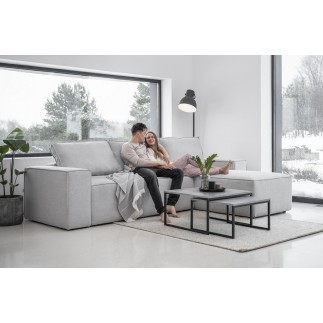 Canapé d'angle convertible - SIDNEY VELOURS - en tissu Luxe - 5/6 places, gris clair, angle droit (vu de face)