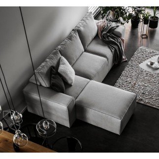 Canapé d'angle convertible - SIDNEY VELOURS - en tissu Luxe - 5/6 places, gris foncé, angle gauche (vu de face)