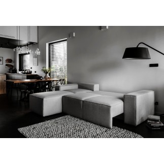 Canapé d'angle convertible - SIDNEY VELOURS - en tissu Luxe - 5/6 places, gris foncé, angle gauche (vu de face)