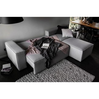 Canapé d'angle convertible - SIDNEY VELOURS - en tissu Luxe - 5/6 places, gris foncé, angle droit (vu de face)