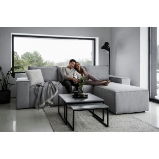 Canapé d'angle convertible - SIDNEY VELOURS - en tissu Luxe - 5/6 places, gris foncé, angle droit (vu de face)