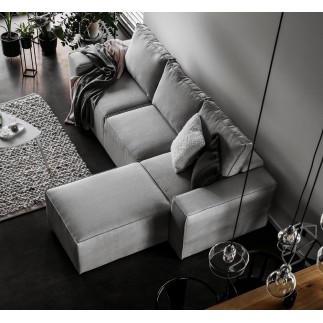 Canapé d'angle convertible - SIDNEY VELOURS - en tissu Luxe - 5/6 places, gris foncé, angle droit (vu de face)