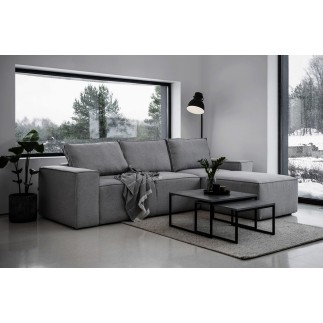 Canapé d'angle convertible - SIDNEY VELOURS - en tissu Luxe - 5/6 places, gris foncé, angle droit (vu de face)