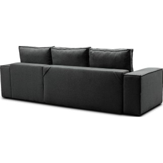 Canapé d'angle convertible - SIDNEY VELOURS - en tissu Luxe - 5/6 places, anthracite, angle gauche (vu de face)