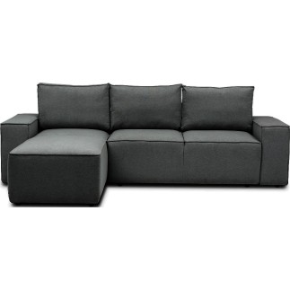 Canapé d'angle convertible - SIDNEY VELOURS - en tissu Luxe - 5/6 places, anthracite, angle gauche (vu de face)