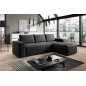 Canapé d'angle convertible - SIDNEY VELOURS - en tissu Luxe - 5/6 places, anthracite, angle droit (vu de face) Canapé d'angle convertible - SIDNEY VELOURS - en tissu Luxe - 5/6 places, anthracite, angle droit (vu de face)