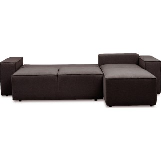 Canapé d'angle convertible - SIDNEY VELOURS - en tissu Luxe - 5/6 places, chocolat, angle droit (vu de face)