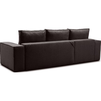 Canapé d'angle convertible - SIDNEY VELOURS - en tissu Luxe - 5/6 places, chocolat, angle droit (vu de face)