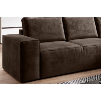 Canapé d'angle convertible - SIDNEY VELOURS - en tissu Luxe - 5/6 places, chocolat, angle droit (vu de face)